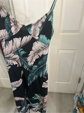 H&M Tropical Leaf Slip Dress in Teal and Cream